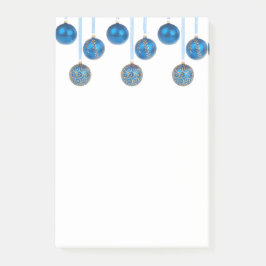 Frohe Weihnachtsbaubles Blue Gold Ornaments Postit Post-it Klebezettel