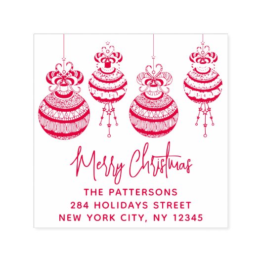 Frohe Weihnachtsbaubles Familienname Rücksendeadre Permastempel (Design)