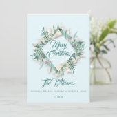 Frohe Weihnachtsbauch Gerahmt Monogram Gray Blue Einladung (Stehend Vorderseite)