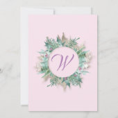 Frohe Weihnachtsbauch Wreath Monogram Pink Lila Einladung (Rückseite)