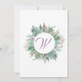 Frohe Weihnachtsbauch Wreath Monogram White Einladung (Rückseite)