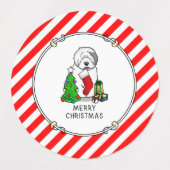 Frohe Weihnachtsbaum 2 Old English Sheepdog Gray 1 Etiketten (Design 2)