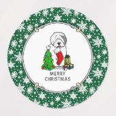 Frohe Weihnachtsbaum 2 Old English Sheepdog Gray 1 Etiketten (Design 1)