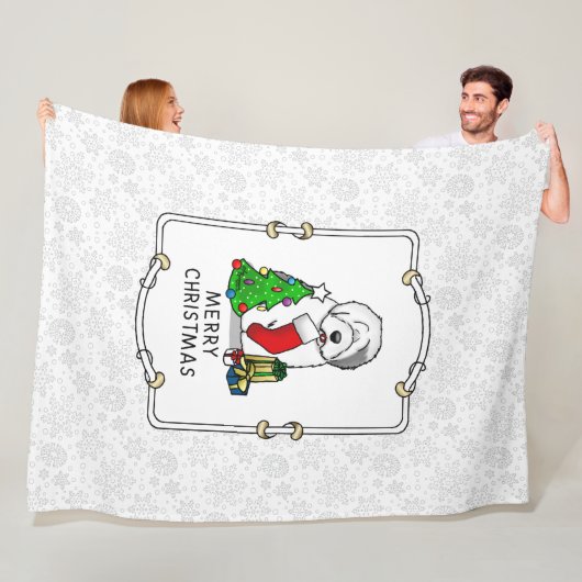 Frohe Weihnachtsbaum 2 Old English Sheepdog Gray 1 Fleecedecke (Beispiel)