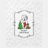 Frohe Weihnachtsbaum 2 Old English Sheepdog Gray 1 Fleecedecke (Vorderseite)