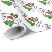Frohe Weihnachtsbaum 2 Old English Sheepdog Gray 1 Geschenkpapier (Rolleneckpunkt)