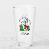 Frohe Weihnachtsbaum 2 Old English Sheepdog Gray 1 Glas (Rückseite)