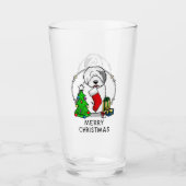 Frohe Weihnachtsbaum 2 Old English Sheepdog Gray 1 Glas (Vorderseite)
