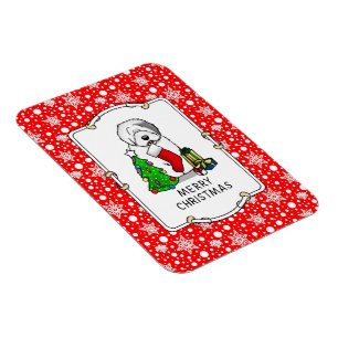 Frohe Weihnachtsbaum 2 Old English Sheepdog Gray 1 Magnet