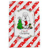 Frohe Weihnachtsbaum 2 Poodle (weiß) Hund Niedlich Mittlere Geschenktüte (Vorderseite)