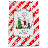 Frohe Weihnachtsbaum 2 Poodle (weiß) Hund Niedlich Mittlere Geschenktüte (Rückseite)