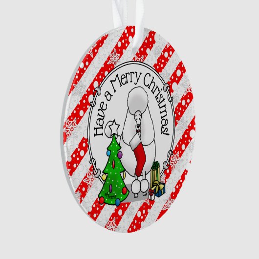 Frohe Weihnachtsbaum 2 Poodle (weiß) Hund Niedlich Ornament (Vorderseite)