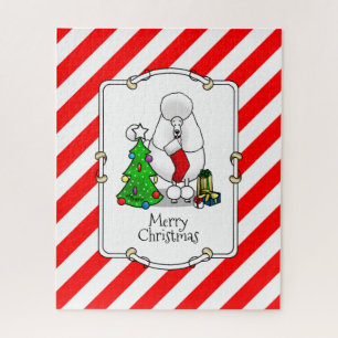 Frohe Weihnachtsbaum 2 Poodle (weiß) Hund Niedlich Puzzle