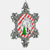 Frohe Weihnachtsbaum 2 Poodle (weiß) Hund Niedlich Schneeflocken Zinn-Ornament (Links)