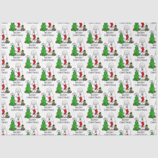 Frohe Weihnachtsbaum 2 Poodle (weiß) Hund Niedlich Seidenpapier (Vorderseite)