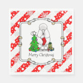 Frohe Weihnachtsbaum 2 Poodle (weiß) Hund Niedlich Serviette (Vorderseite)