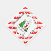 Frohe Weihnachtsbaum 2 Poodle (weiß) Hund Niedlich Serviette (Ecke)