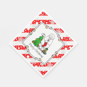 Frohe Weihnachtsbaum 2 Poodle (weiß) Hund Niedlich Serviette