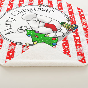 Frohe Weihnachtsbaum 2 Poodle (weiß) Hund Niedlich Sherpadecke