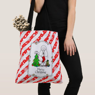 Frohe Weihnachtsbaum 2 Poodle (weiß) Hund Niedlich Tasche