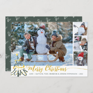 Frohe Weihnachtsbaum 4 Foto Collage Feiertagskarte
