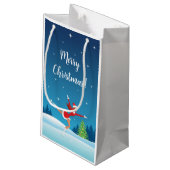 Frohe Weihnachtsbaum Abbildung Skaten Girl Weihnac Kleine Geschenktüte (Rückseite Schrägansicht)