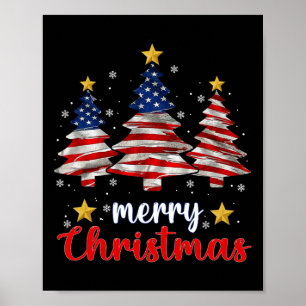 Frohe Weihnachtsbaum American Flag Funny US Flag X Poster