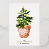 Frohe Weihnachtsbaum Aquarellbogen-Abbildung Folien Feiertagskarte (Vorderseite)