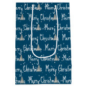 Frohe Weihnachtsbaum auf blau Mittlere Geschenktüte (Rückseite)