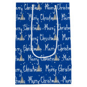 Frohe Weihnachtsbaum auf blau Mittlere Geschenktüte (Rückseite)