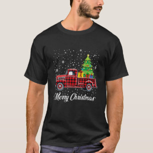 Frohe Weihnachtsbaum auf Buffalo Karierten LKW Xma T-Shirt