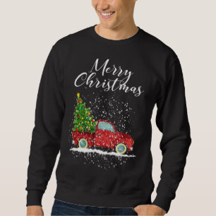 Frohe Weihnachtsbaum auf Car Xmas Red Truck Vintag Sweatshirt
