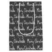 Frohe Weihnachtsbaum auf Grau Mittlere Geschenktüte (Rückseite)