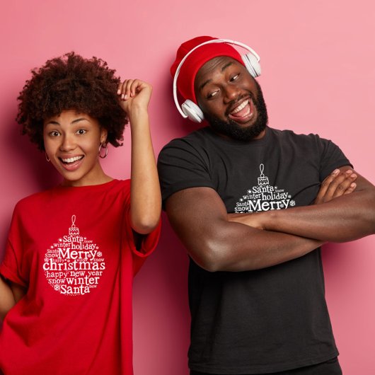 Frohe Weihnachtsbaum-Ball Typografie-Design T-Shirt