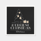 Frohe Weihnachtsbaum Black Serviette (Vorderseite)