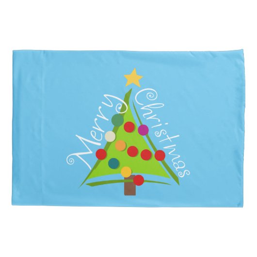 Frohe Weihnachtsbaum (blau) Kissenbezug (Rückseite)