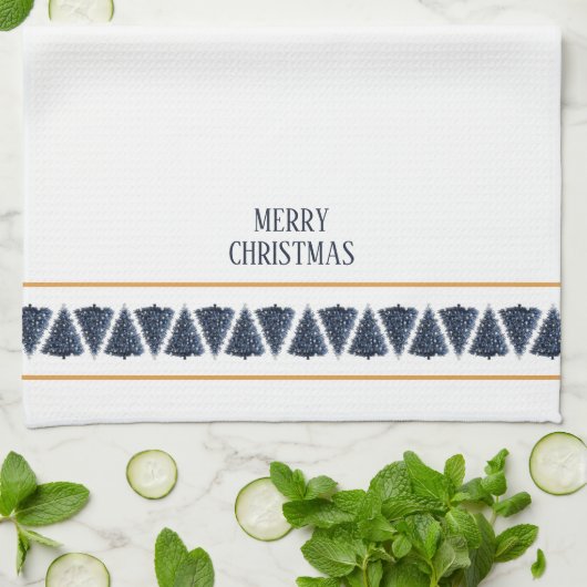 Frohe Weihnachtsbaum Border Kitchtuch Geschirrtuch (Gefaltet)