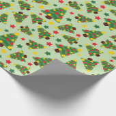 Frohe Weihnachtsbaum & Bright Stars Grün nahtlos Geschenkpapier (Ecke)