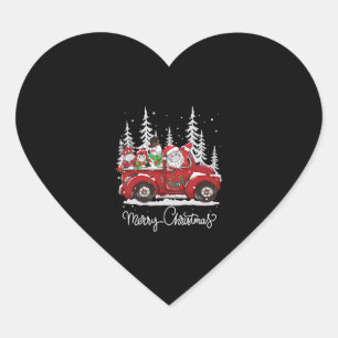 Frohe Weihnachtsbaum Buffalo Kariert Red Truck Herz-Aufkleber