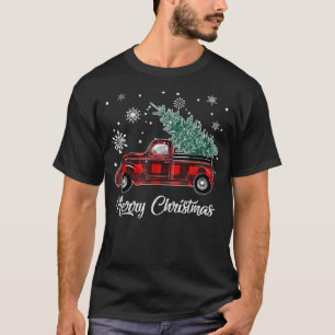 Frohe Weihnachtsbaum Buffalo Kariert Red Truck T-Shirt