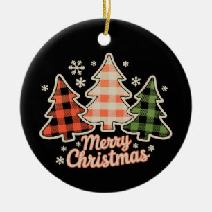 Frohe Weihnachtsbaum Buffalo Kariert Xmas Ferien Keramik Ornament