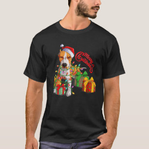 Frohe Weihnachtsbaum Bull Hund in Weihnachtsmannmü T-Shirt