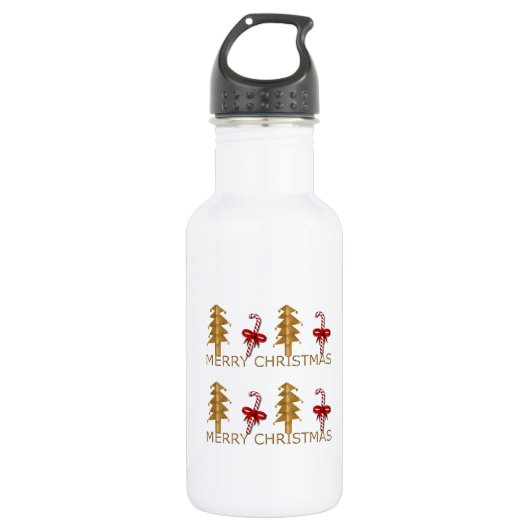 Frohe Weihnachtsbaum Candy Rotes Gold Edelstahlflasche (Vorderseite)