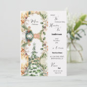 Frohe Weihnachtsbaum Classic Floral Party Einladung (Stehend Vorderseite)