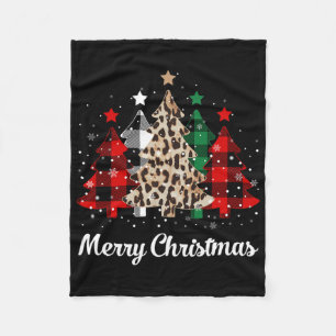 Frohe Weihnachtsbaum Clip Art mit Kariert und Leop Fleecedecke