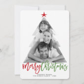 Frohe Weihnachtsbaum Cutout Pinselschrift Foto Feiertagskarte (Vorderseite)