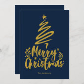 Frohe Weihnachtsbaum Dark Blue Weihnachtskarte Feiertagskarte (Vorne/Hinten)