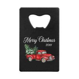 Frohe Weihnachtsbaum Datum Vintager roter LKW Schw Geldbeutel Flaschenöffner
