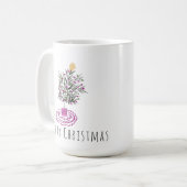 Frohe Weihnachtsbaum Doodle Art Kaffeetasse (Vorderseite Links)