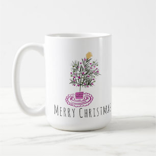 Frohe Weihnachtsbaum Doodle Art Kaffeetasse